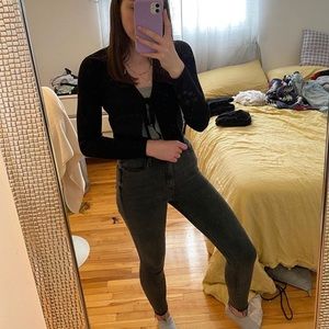 Light wash black skinny jeans